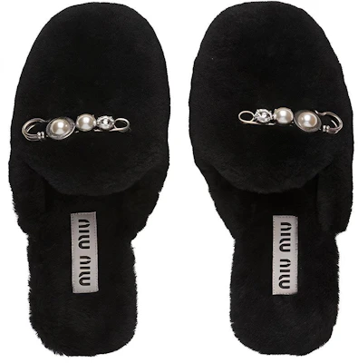 (W) MIU MIU Pantuflas de Piel de Oveja 'Negro' 5S581D_XTZ_F0002_F_005 Purchase (W) MIU MIU Pantuflas de Piel de Oveja 'Negro' 5S581D_XTZ_F0002_F_005