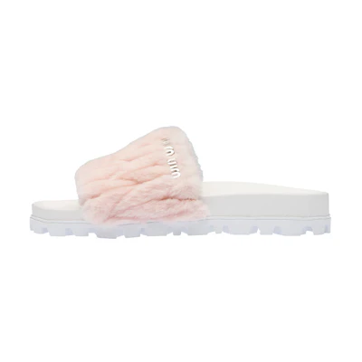 (W) MIU MIU Shearling Slippers 'Orchid Pink'