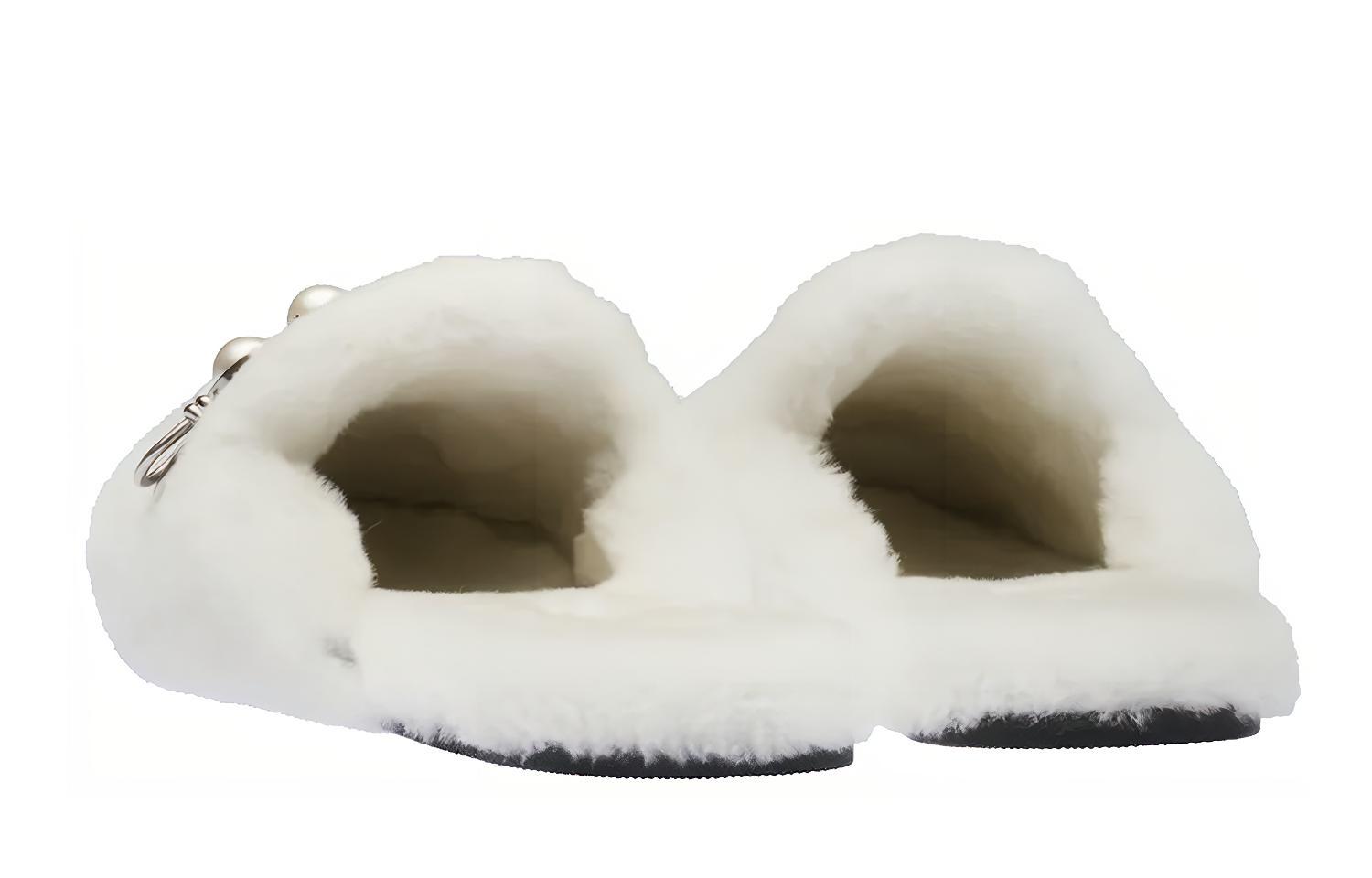 Shop (Women) MIU MIU Shearling Slippers 'White' 5S581D_XTZ_F0009_F_005