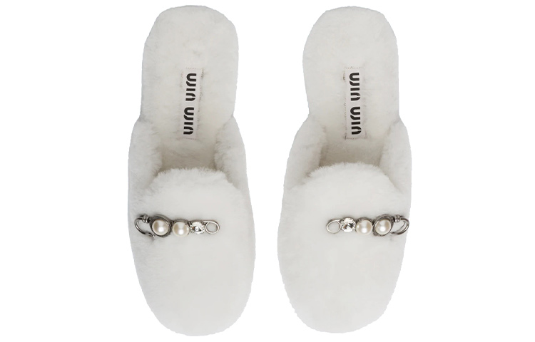 Purchase (Women) MIU MIU Shearling Slippers 'White' 5S581D_XTZ_F0009_F_005