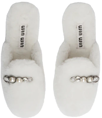 (Women) MIU MIU Shearling Slippers 'White' 5S581D_XTZ_F0009_F_005 Purchase (Women) MIU MIU Shearling Slippers 'White' 5S581D_XTZ_F0009_F_005
