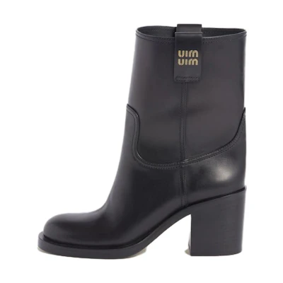 (W) MIU MIU Short Boot 'Black CMFT Casual'