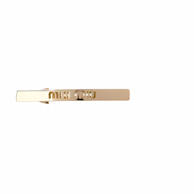 (Women) MIU MIU Signature Logo Hair Clip for Women - Gold 5IF122_2DTU_F0056