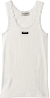 (Women) MIU MIU Slim Fit Lace Tank Top with Wide Neckline MT2205-1951-F0009-S-OOO (Women) MIU MIU Slim Fit Lace Tank Top with Wide Neckline MT2205-1951-F0009-S-OOO