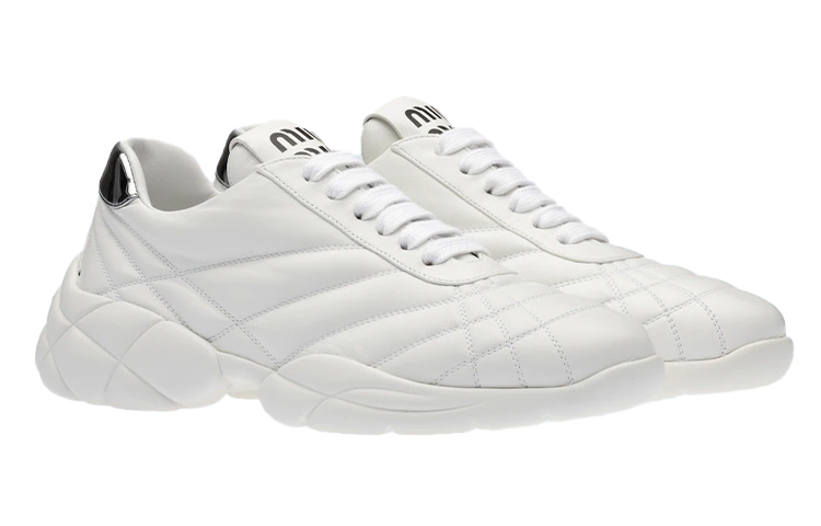 (W) MIU MIU Soft Lamb Leather Sneakers 'White Fashion' 圖 3