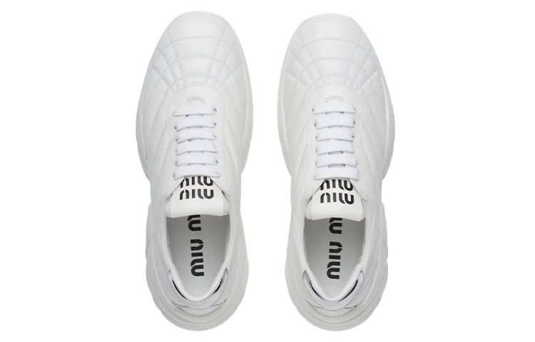 (W) MIU MIU Soft Lamb Leather Sneakers 'White Fashion' 圖 4