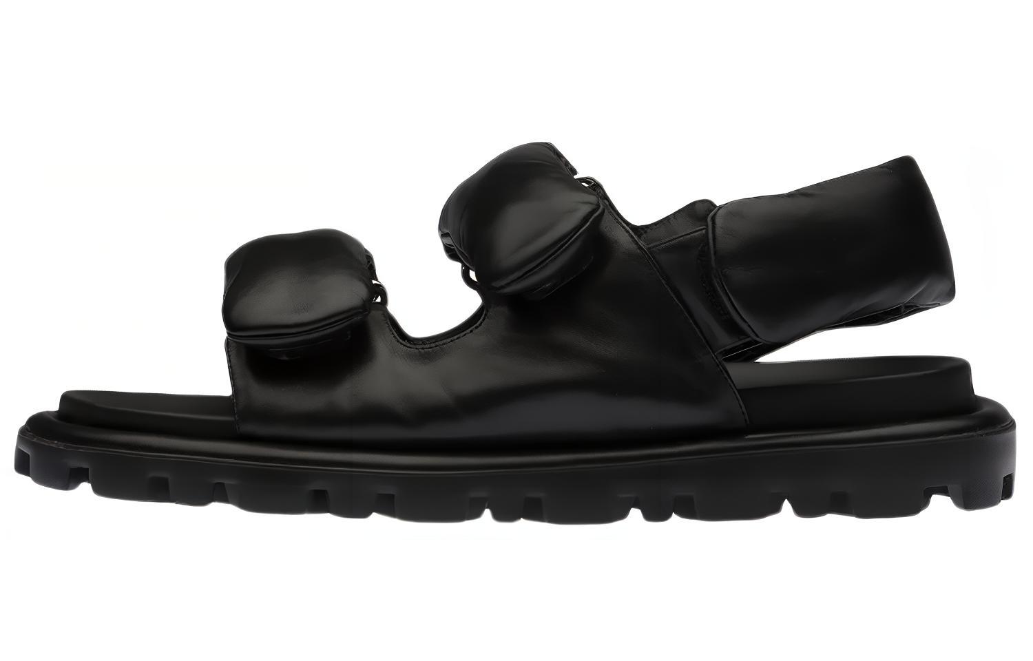 (W) MIU MIU Soft Lambskin Lined Sandals 'Black'