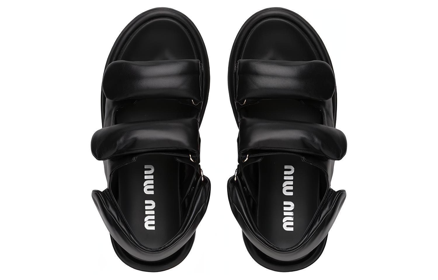 (W) MIU MIU Soft Lambskin Lined Sandals 'Black' 圖 4