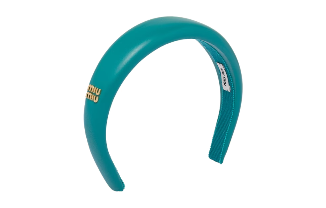 (Women) MIU MIU Soft Lambskin Metallic Blue Hairband for Women. 5IH025_038_F0363