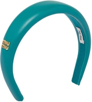 (Women) MIU MIU Soft Lambskin Metallic Blue Hairband for Women. 5IH025_038_F0363 (Women) MIU MIU Soft Lambskin Metallic Blue Hairband for Women. 5IH025_038_F0363