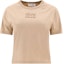 Order (W) Camiseta MIU MIU Beige Sólido Slim Fit Manga Corta Cuello Redondo. MJN467-137L-F0627