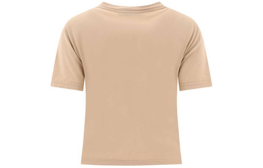 Lookbook (W) Camiseta MIU MIU Beige Sólido Slim Fit Manga Corta Cuello Redondo. MJN467-137L-F0627