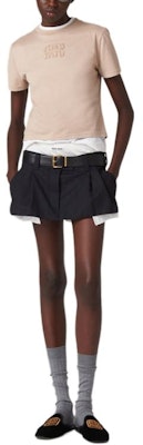 (W) Camiseta MIU MIU Beige Sólido Slim Fit Manga Corta Cuello Redondo. MJN467-137L-F0627 Shop (W) Camiseta MIU MIU Beige Sólido Slim Fit Manga Corta Cuello Redondo. MJN467-137L-F0627