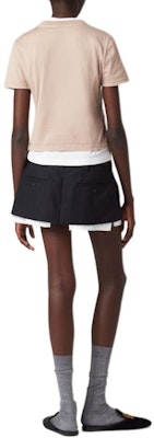 (W) Camiseta MIU MIU Beige Sólido Slim Fit Manga Corta Cuello Redondo. MJN467-137L-F0627 Details for (W) Camiseta MIU MIU Beige Sólido Slim Fit Manga Corta Cuello Redondo. MJN467-137L-F0627