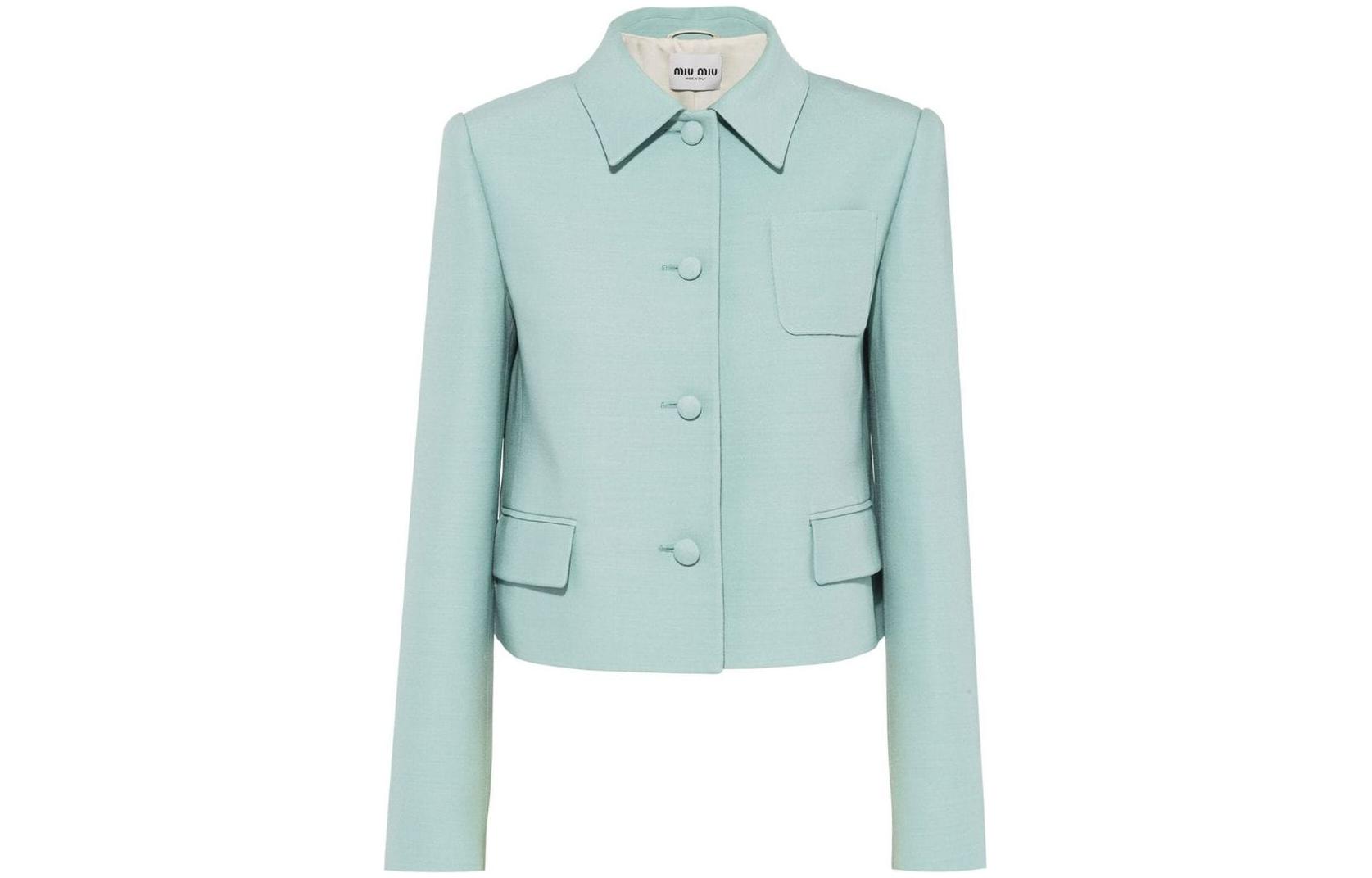 (Women) Miu Miu Solid Color Twill Button-Up Jacket - Green MH179011D2F0194 圖 2