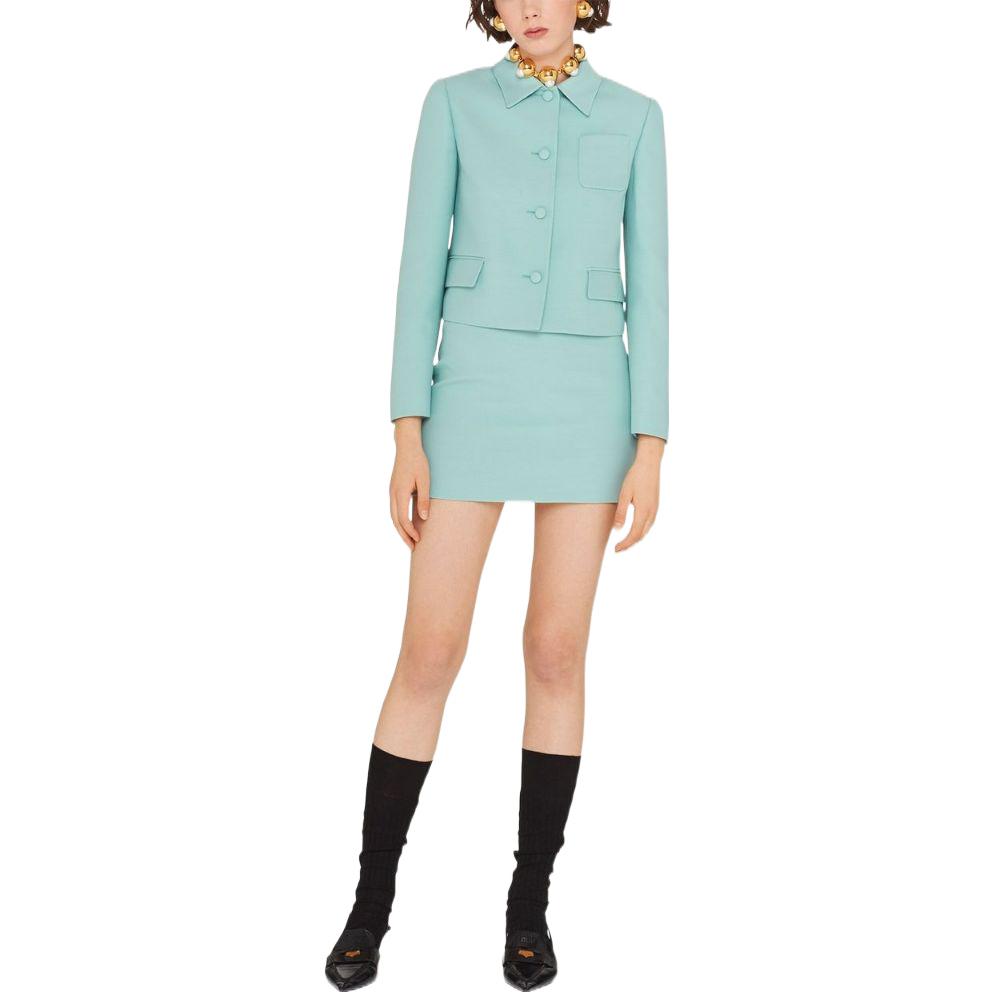 (Women) Miu Miu Solid Color Twill Button-Up Jacket - Green MH179011D2F0194 圖 3