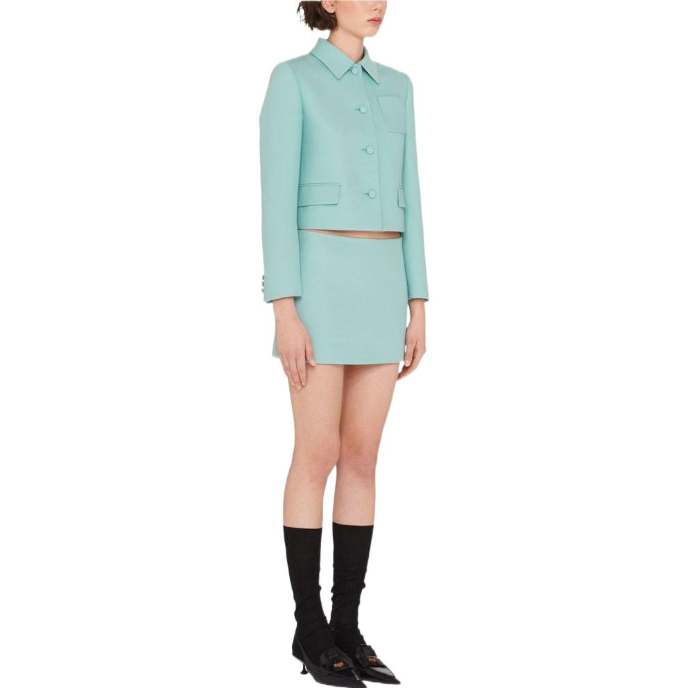 (Women) Miu Miu Solid Color Twill Button-Up Jacket - Green MH179011D2F0194 圖 5
