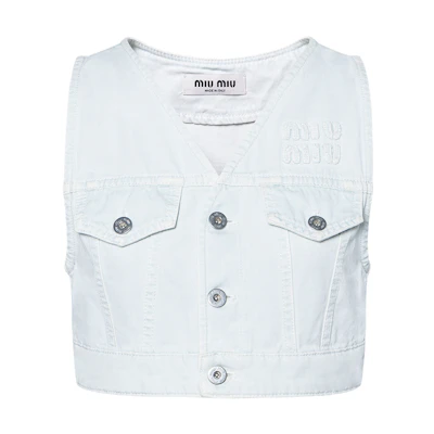 (Women) MIU MIU Solid Denim SS23 T-Shirt Blue GWT041-12V7-F0076