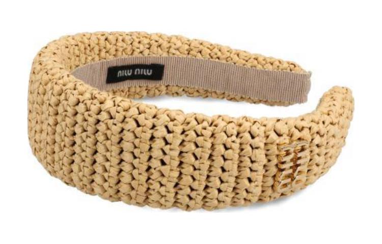 (Women) MIU MIU Solid Design Beige Headband for Women. 5IH0252F73F0018