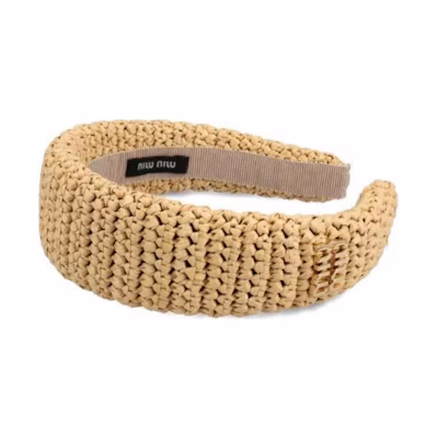(Women) MIU MIU Solid Design Beige Headband for Women. 5IH0252F73F0018