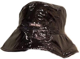 (Women) MIU MIU Solid Design Black Fisherman Hat for Women 5HC197-2DOU-F0002 (Women) MIU MIU Solid Design Black Fisherman Hat for Women 5HC197-2DOU-F0002