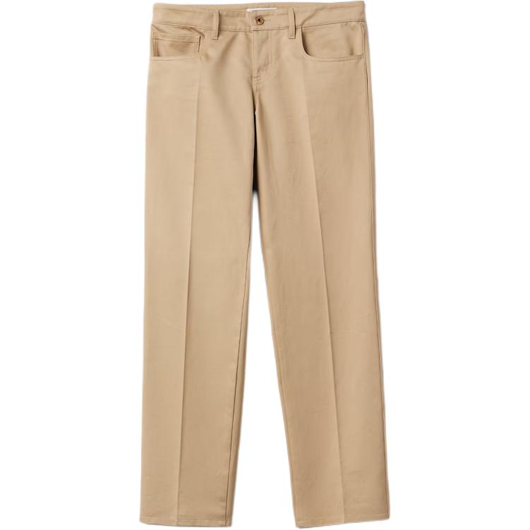 (Women) MIU MIU Solid Logo Embroidered Straight-Leg Casual Pants Rope Gray Women. MP1801-1UPX-F0065-S-OOO