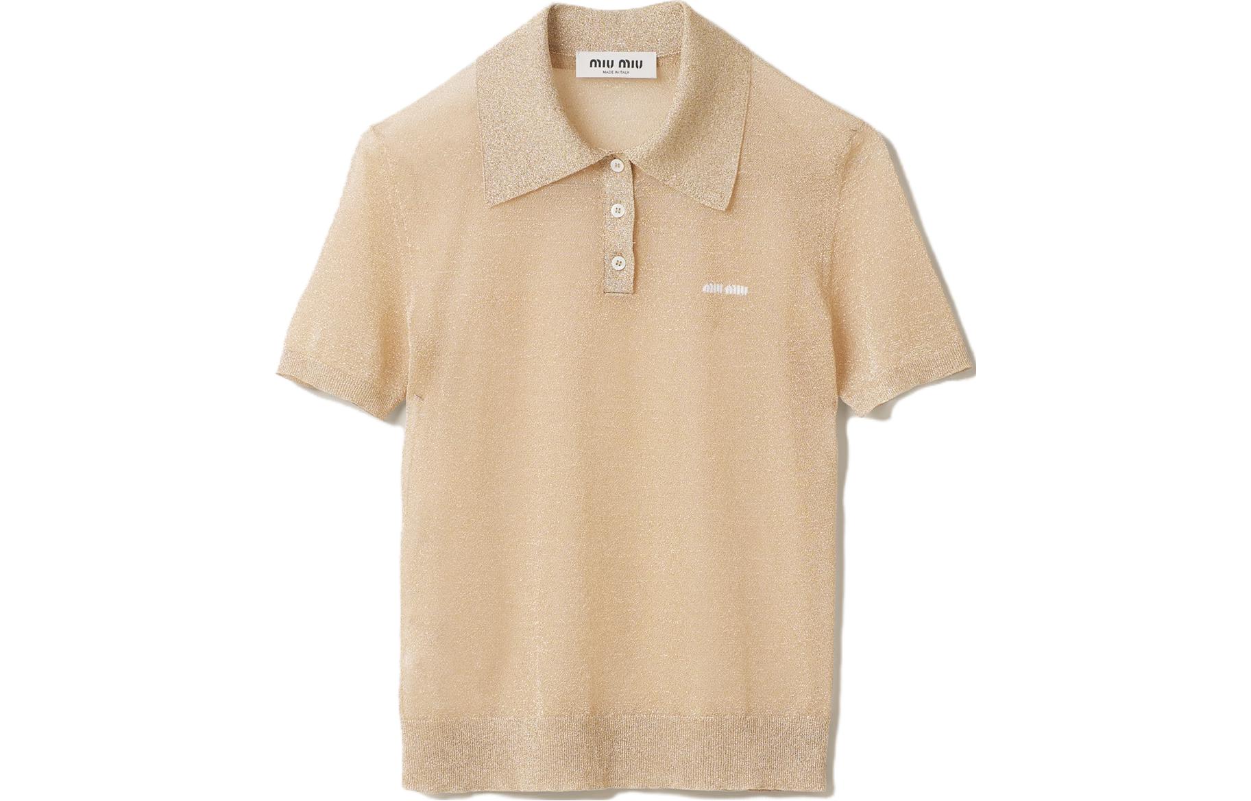 (Women) MIU MIU Solid Short Sleeve Polo Shirt  Gold MML882-14AU-F0056-S-OOO 圖 2