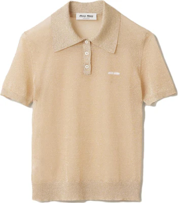 (W) MIU MIU Kaos Polo Lengan Pendek Emas MML882-14AU-F0056-S-OOO Order (W) MIU MIU Kaos Polo Lengan Pendek Emas MML882-14AU-F0056-S-OOO