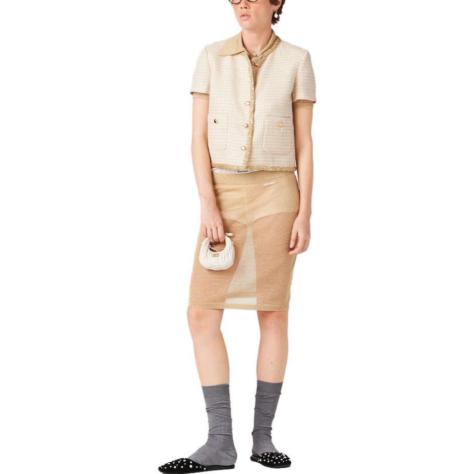 (Women) MIU MIU Solid Short Sleeve Polo Shirt  Gold MML882-14AU-F0056-S-OOO 圖 3