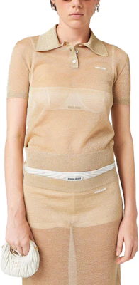 (W) MIU MIU Kaos Polo Lengan Pendek Emas MML882-14AU-F0056-S-OOO Shop (W) MIU MIU Kaos Polo Lengan Pendek Emas MML882-14AU-F0056-S-OOO