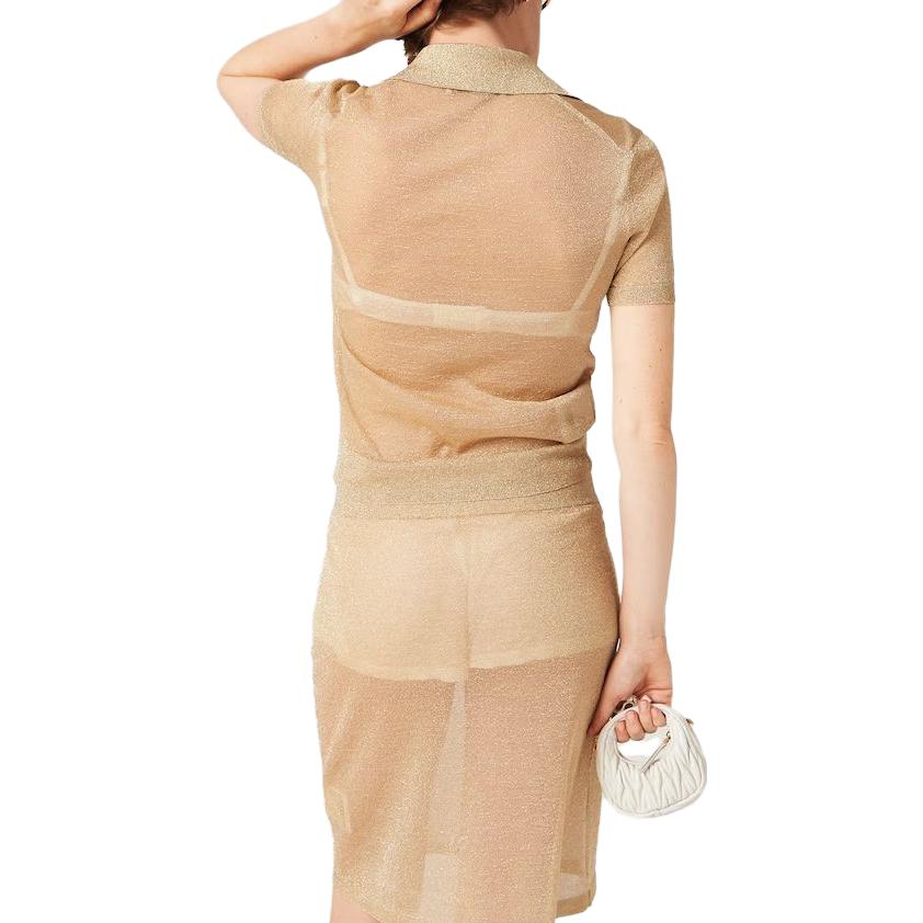 (Women) MIU MIU Solid Short Sleeve Polo Shirt  Gold MML882-14AU-F0056-S-OOO 圖 5