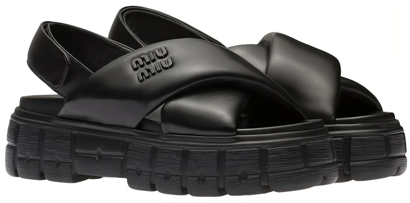 (W) Sandales MIU MIU Sporty en Cuir Nappa Noir 5X879D-77F-F0002-F-050 Order (W) Sandales MIU MIU Sporty en Cuir Nappa Noir 5X879D-77F-F0002-F-050
