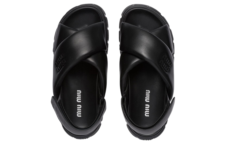 Lookbook (W) Sandales MIU MIU Sporty en Cuir Nappa Noir 5X879D-77F-F0002-F-050