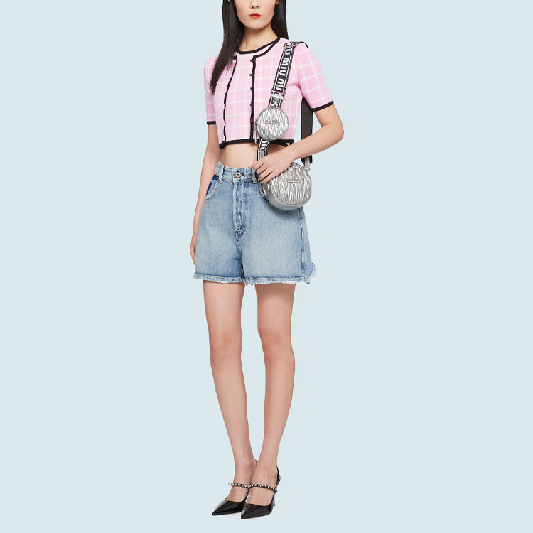 Lookbook (W) MIU MIU SS21 Bermudas Vaqueras Azules Estilo Casual. GWP365-1IBO-F0076