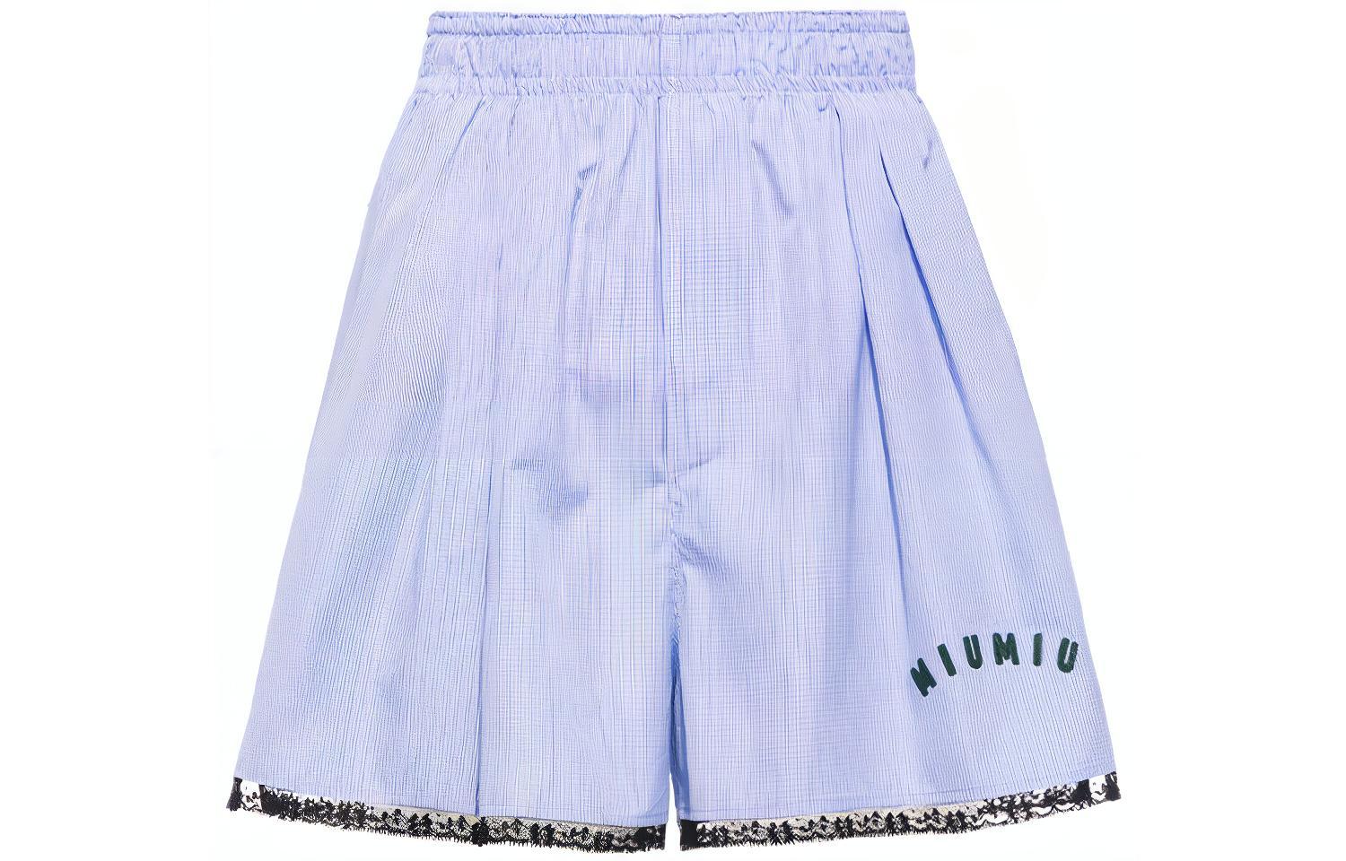 (Women) MIU MIU SS21 Blue Printed Poplin Shorts MP1434-1YJJ-F0013