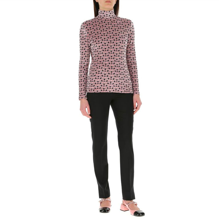 Shop (W) MIU MIU SS21 刺绣丝绒上衣 粉色 MT1648-1YX3-F0QV3