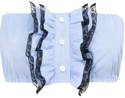 (Women) MIU MIU SS21 Lace Embroidered Poplin Bustier Women Blue. MT1613-1YJJ-F0013 (Women) MIU MIU SS21 Lace Embroidered Poplin Bustier Women Blue. MT1613-1YJJ-F0013