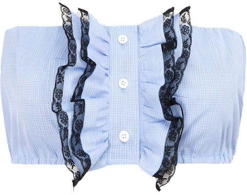 (W) MIU MIU SS21 蕾丝刺绣棉布束胸 女款 蓝色。 MT1613-1YJJ-F0013 Buy (W) MIU MIU SS21 蕾丝刺绣棉布束胸 女款 蓝色。 MT1613-1YJJ-F0013