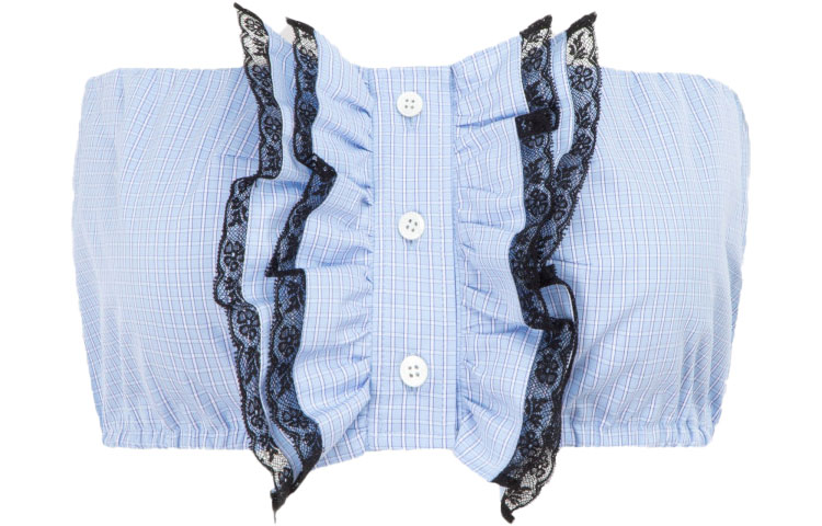 Order (W) MIU MIU SS21 蕾丝刺绣棉布束胸 女款 蓝色。 MT1613-1YJJ-F0013