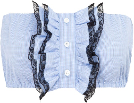 (W) MIU MIU SS21 蕾丝刺绣棉布束胸 女款 蓝色。 MT1613-1YJJ-F0013 Order (W) MIU MIU SS21 蕾丝刺绣棉布束胸 女款 蓝色。 MT1613-1YJJ-F0013