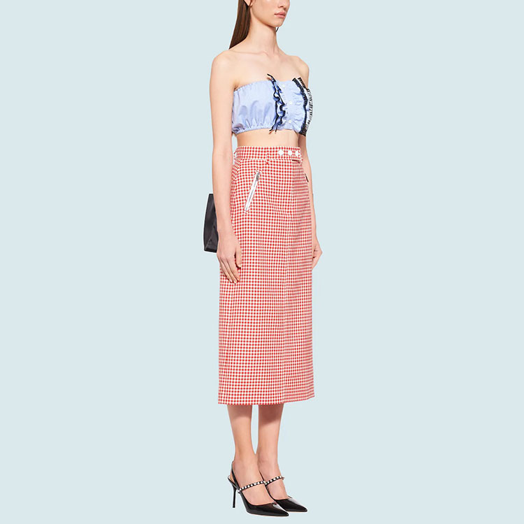 Details for (W) MIU MIU SS21 蕾丝刺绣棉布束胸 女款 蓝色。 MT1613-1YJJ-F0013