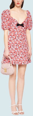 (W) MIU MIU SS21 粉色印花蝴蝶结V领短袖连衣裙 女款 MF4238-1YS4-F0011 Lookbook (W) MIU MIU SS21 粉色印花蝴蝶结V领短袖连衣裙 女款 MF4238-1YS4-F0011