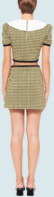(Women) MIU MIU SS21 Plaid High-Waisted Bow A-Line Casual Skirt Women Yellow Black MJD176-1YQE-F0F06 Shop (Women) MIU MIU SS21 Plaid High-Waisted Bow A-Line Casual Skirt Women Yellow Black MJD176-1YQE-F0F06