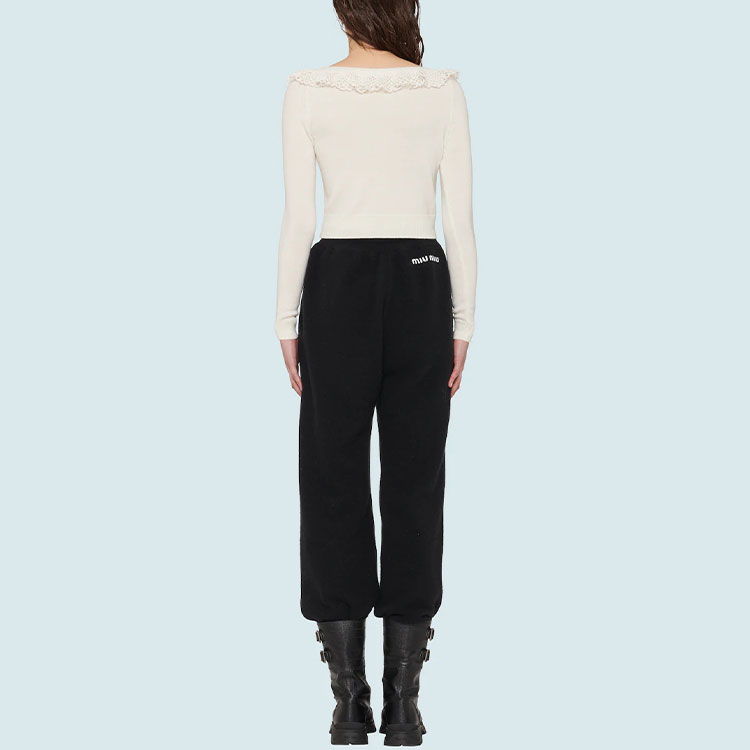 Shop (W) MIU MIU 2021春夏白色罗纹针织短款毛衣 MMF482-1Y9G-F0009