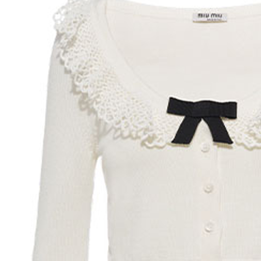 Sizing (W) MIU MIU 2021春夏白色罗纹针织短款毛衣 MMF482-1Y9G-F0009