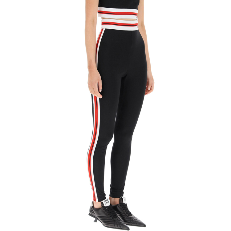 Purchase (Women) MIU MIU SS21 Slim Fit Logo Knit Track Pants Black. MJP245-1ZFU-F0002