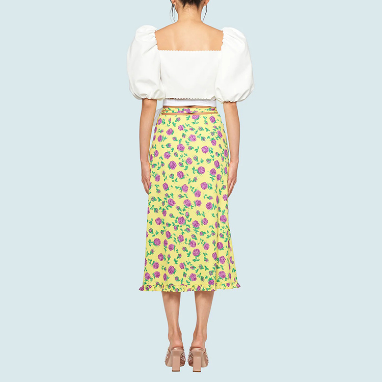 Shop (W) MIU MIU SS21 Baju Putih Lengan Puff Pendek Pelindung Matahari. MT1626-QZT-F0K74