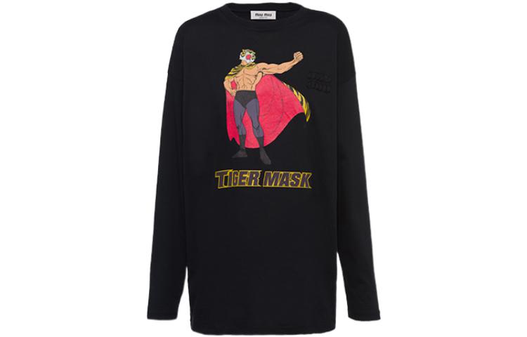 (Women) MIU MIU SS22  Black Graphic Print Long Sleeve T-Shirt. MJL856-102H-F0K37