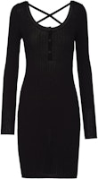 (Women) MIU MIU SS22 Black Lace-Up Back Long-Sleeve Mini Dress MMA73-2TNR-F0002 (Women) MIU MIU SS22 Black Lace-Up Back Long-Sleeve Mini Dress MMA73-2TNR-F0002