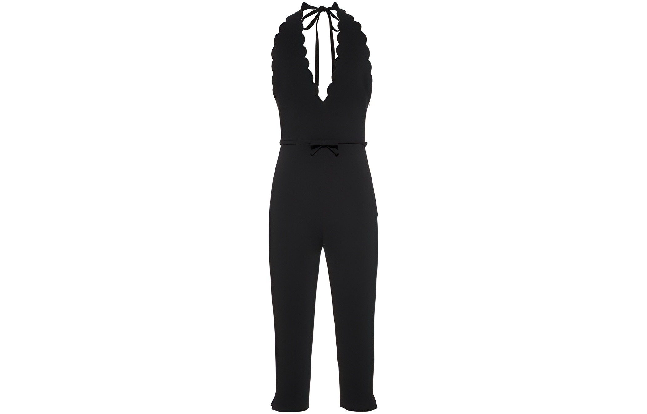 (Women) MIU MIU SS22  Black Scalloped Cady Jumpsuit. MAT74-4KT-F0002